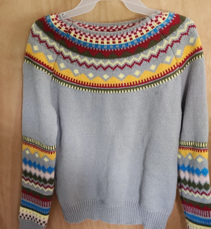 Fair Isle Knit Crew Neck Long Sleeve Sweater