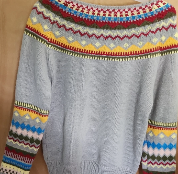 Fair Isle Knit Crew Neck Long Sleeve Sweater