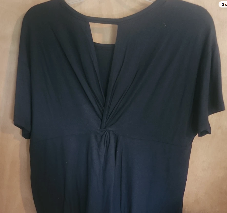 Half Moon by Modern Movement Women's Black V-Neck Twist Knit Top Modal Size M