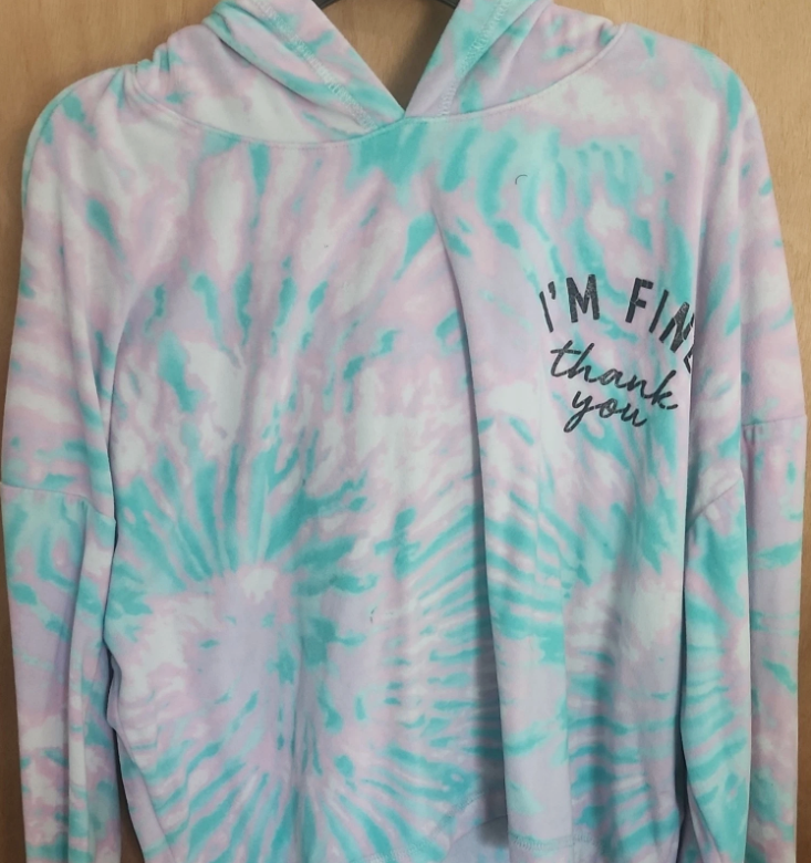Justice Girls Tie-Dye Pullover Hoodie Long Sleeve Size 14 Purple Green White