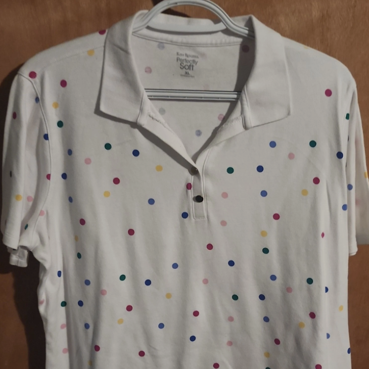 Kim Rogers Polka Dot Collared Polo Shirt Knit