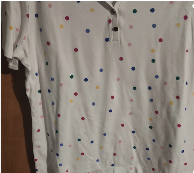 Kim Rogers Polka Dot Collared Polo Shirt Knit